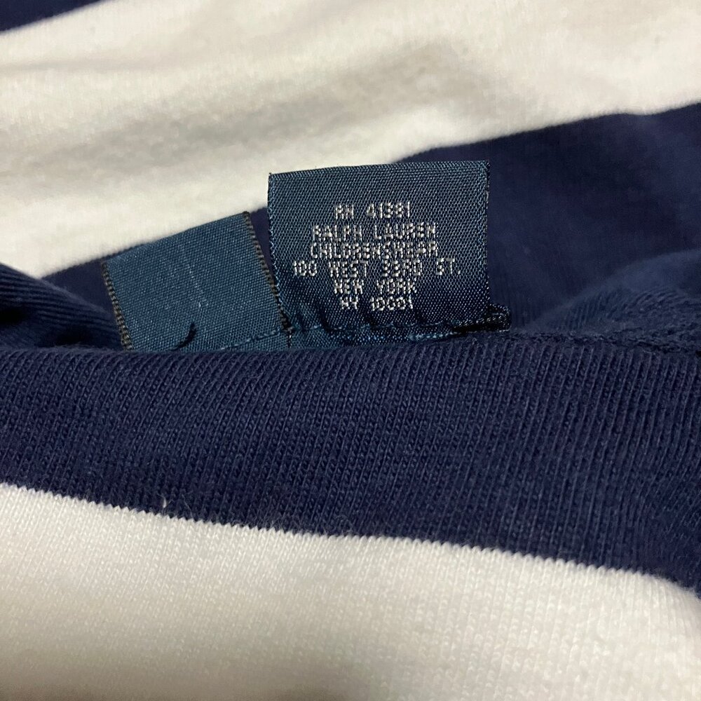 Vintage Polo Ralph Lauren Striped Rugby Boys’ Shirt, Size XL/20, Navy Blue - Picture 10 of 12